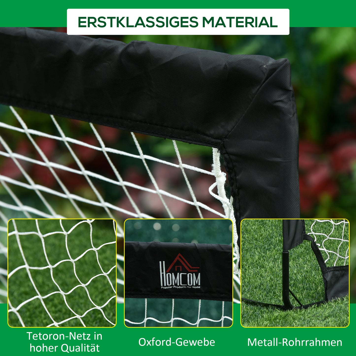 HOMCOM Fußballtor 2er Set faltbar 183 x 90 x 90 cm Fussballtor mit Tragetasche wetterfest Outdoor Fußball Tore für Erwachsene Fußballtore für Garten Training Freizeit Schwarz