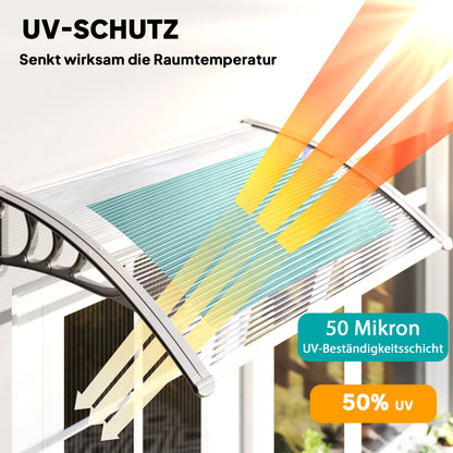 Outsunny Vordach, Haustürvordach, Überdachung für Eingänge und Fenster, 100L x 75B x 23H cm, Silber