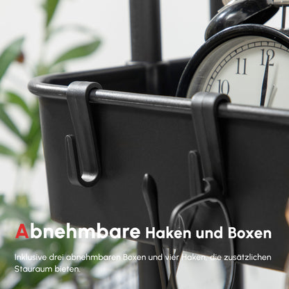 HOMCOM Rollwagen mit 3 Etagen، Ablagekörben، Haken، Beistellwagen für Küche oder Wohnzimmer، Stahl، Kunststoff، Schwarz