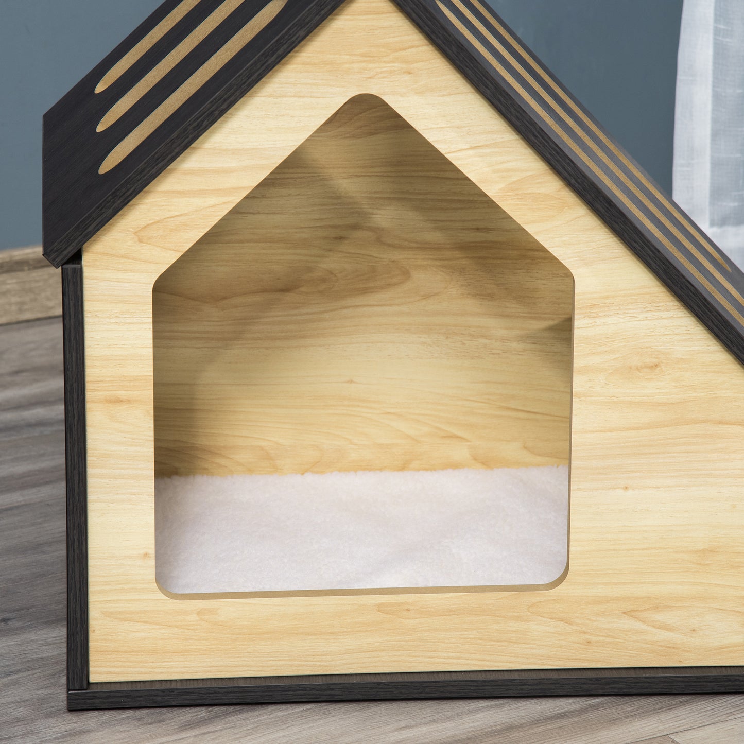 Pawhut Hundehütte Indoor Hundehöhle mit Kissen Hundehaus Hundehöhle mit schrägem Dach Katzenhaus für kleine Hunde bis 8 كجم 60 × 40 × 59,2 سم، براون