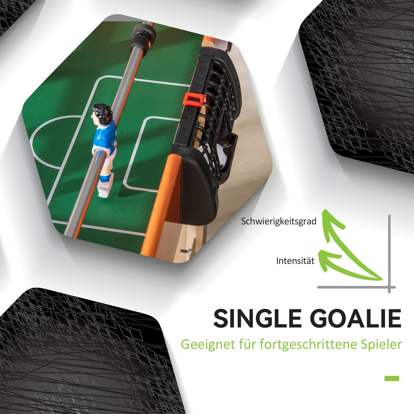 HOMCOM Tischkicker, Tischfußball-Set, 2 Bälle, rutschfeste Griffe, für Kinder und Erwachsene, Punkteanzeige, MDF, Metall, Bunt