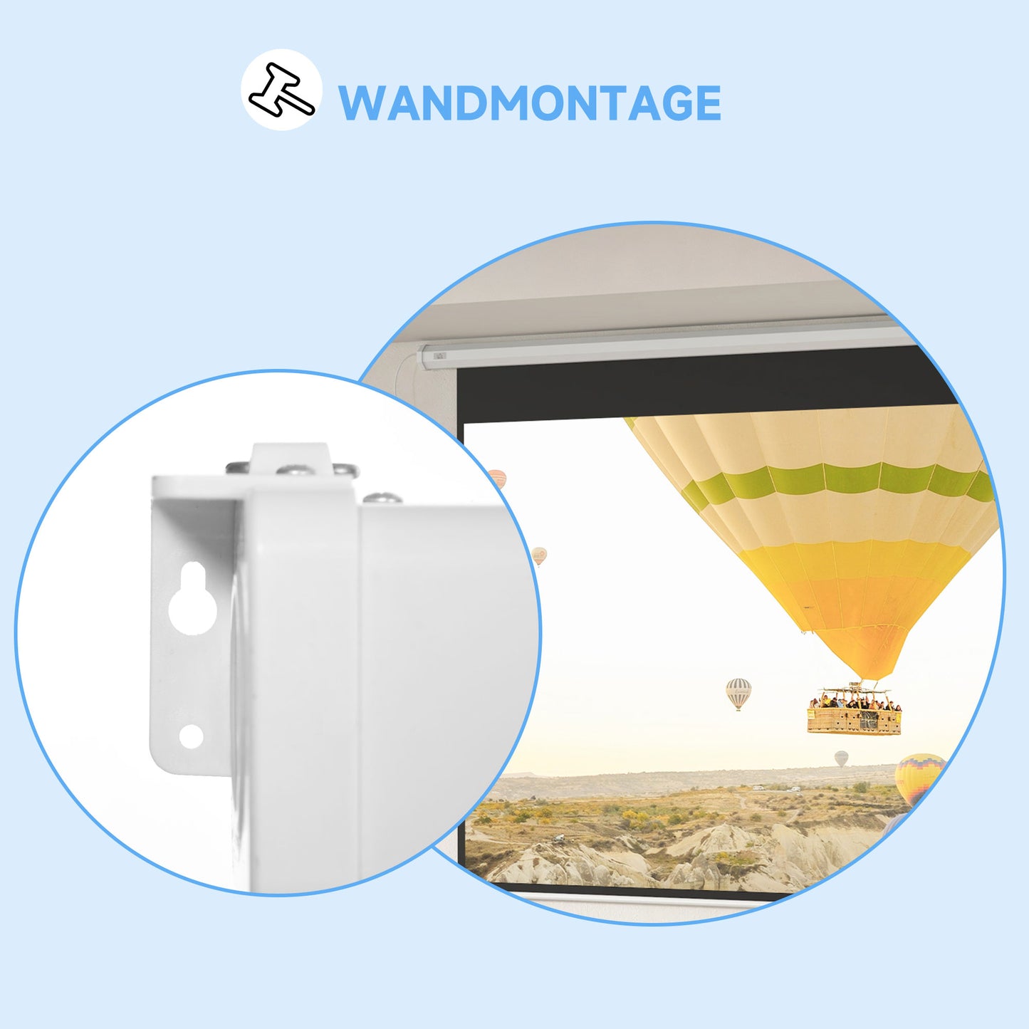 HOMCOM Beamer-Leinwand, 16:9 Format, Fernbedienung, 266 x 149 cm (120 Zoll), Weiß