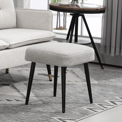 HOMCOM Hocker, Fußstütze, gepolsterter Sitz, Kaschmir-Optik, Stahlbeine, 42 x 42 x 44 cm, Hellgrau