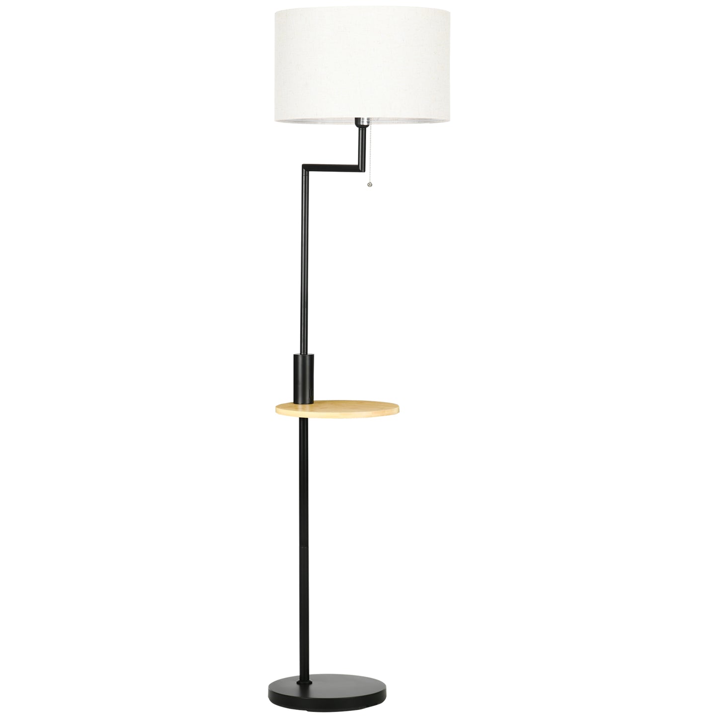 HOMCOM Stehleuchte inkl. Regal, Standleuchte, Kettenzug, E 27, 40 W, Bambus, Natur + Schwarz