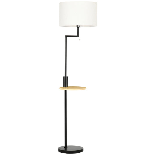 HOMCOM Stehleuchte inkl. Regal, Standleuchte, Kettenzug, E 27, 40 W, Bambus, Natur + Schwarz