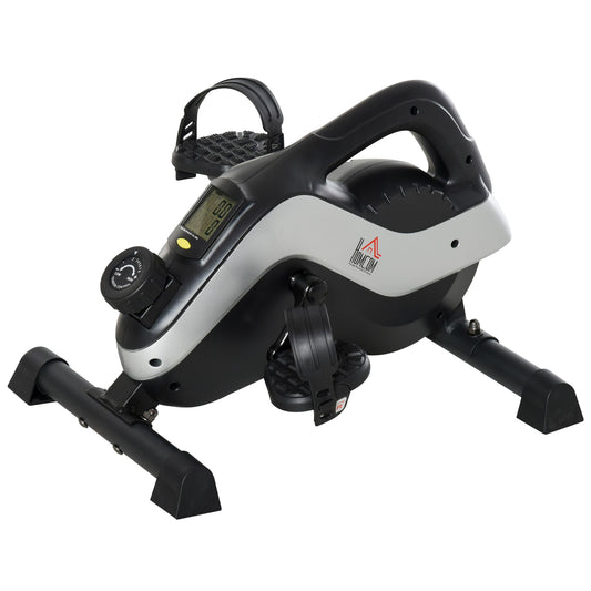 HOMCOM Mini Heimtrainer Pedaltrainer für Beintraining Pedal-Trainer mit Befestigungsgurt Anti-rutschmatte