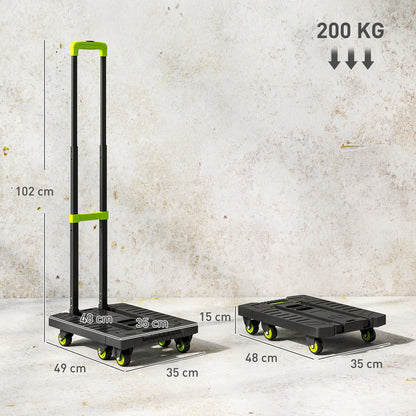 HOMCOM Sackkarre klappbar Metall Transportkarre mit Räder verstellbarem Griff 49 x 35 x 102 cm Grün