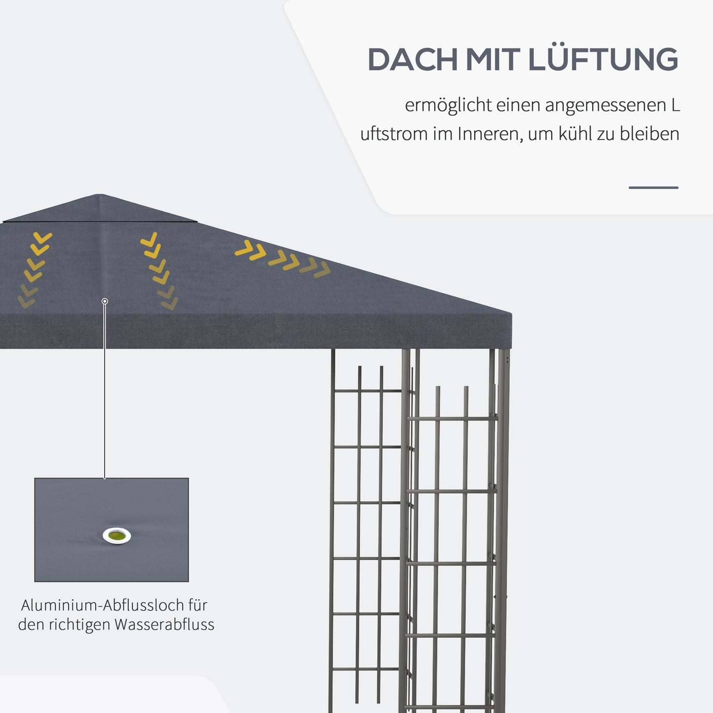 Outsunny Gartenpavillon 2,95 x 2,95 m Pavillon Gartenzelt Festzelt Partyzelt Stahl Polyester Grau