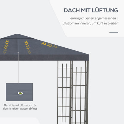 Outsunny Gartenpavillon 2,95 x 2,95 m Pavillon Gartenzelt Festzelt Partyzelt Stahl Polyester Grau