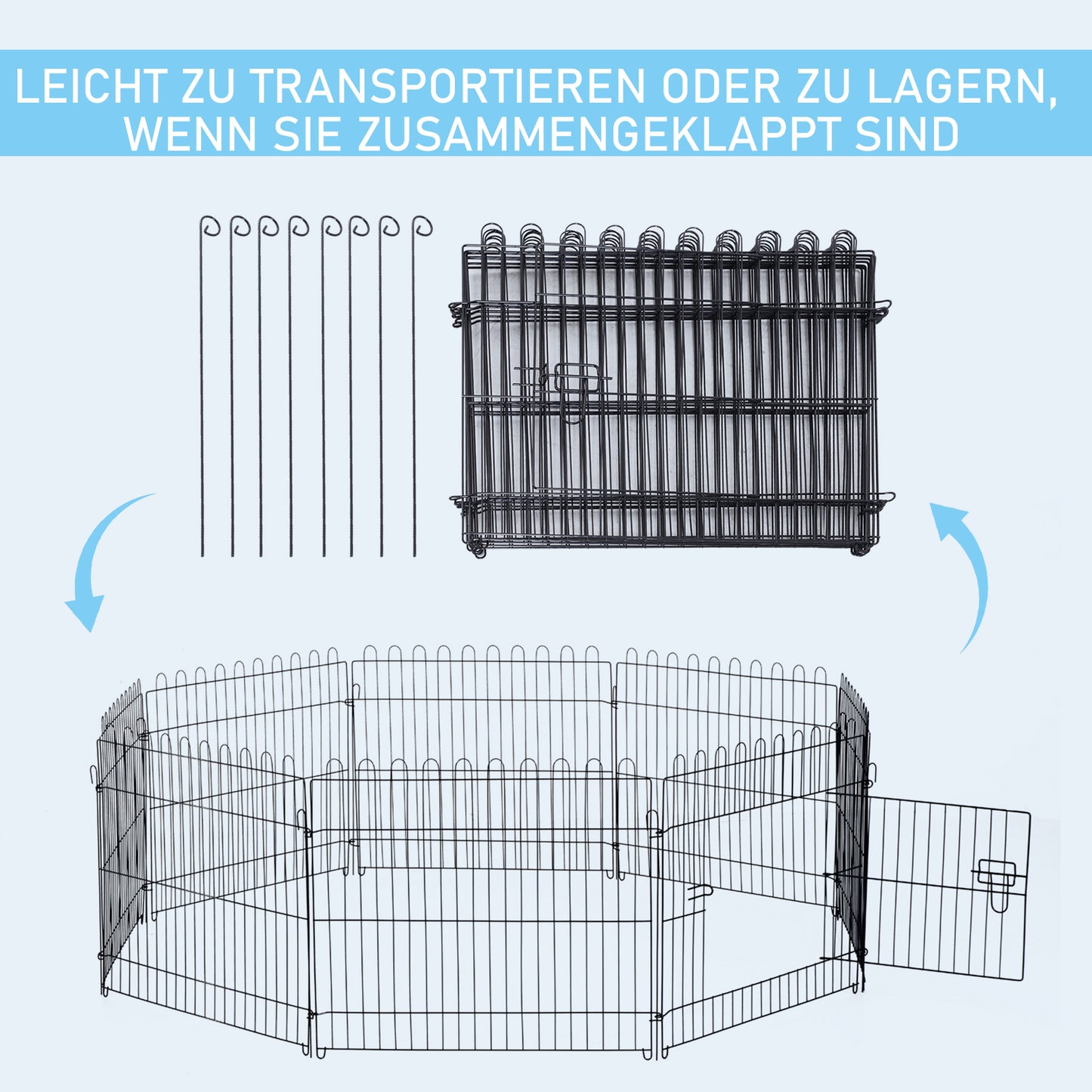 PawHut Welpenauslauf Welpenzaun Laufstall Freilaufgehege Welpengitter 5 Maßen (Maße: 71x61cm)