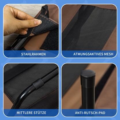 PawHut Hundebett, faltbar, Outdoor-Hundebett, erhöhter Stand, 122 cm x 92 cm x 23 cm, Kaffee-Braun + Schwarz