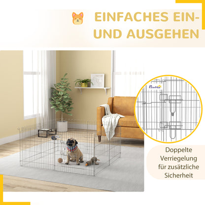 PawHut Freilaufgehege Welpenauslauf Welpenzaun Laufstall Welpengitter for Tier 8-teilig B63 x H60 سم