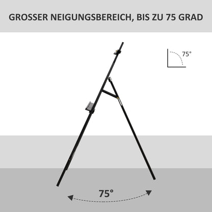 HOMCOM Staffelei Holz 134,5 cm hoch Holzstaffelei für Leinwände bis 108 cm Feldstaffelei Atelierstaffelei für Malerei, Skizze, Hochzeit, Ausstellung Schwarz