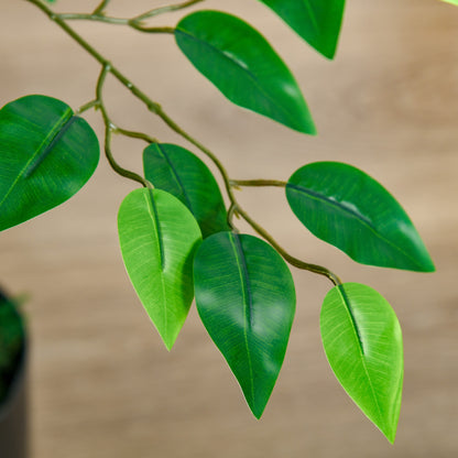 HOMCOM Künstlicher Baum, Ficus-Kunstpflanze, realistisches Aussehen, Zementtopf, 135 cm, pflegeleicht, Kunststoff, Grün
