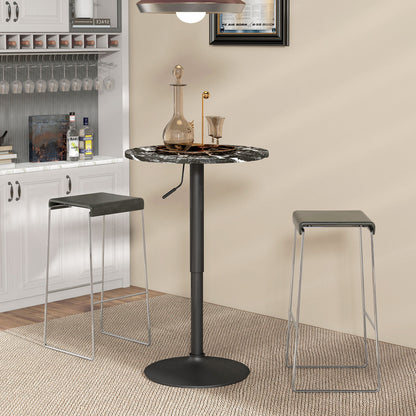 HOMCOM Bartisch für 2 Personen، höhenverstellbar، Marmoroptik، 60 x 60 x 68-93,5 سم، أسود