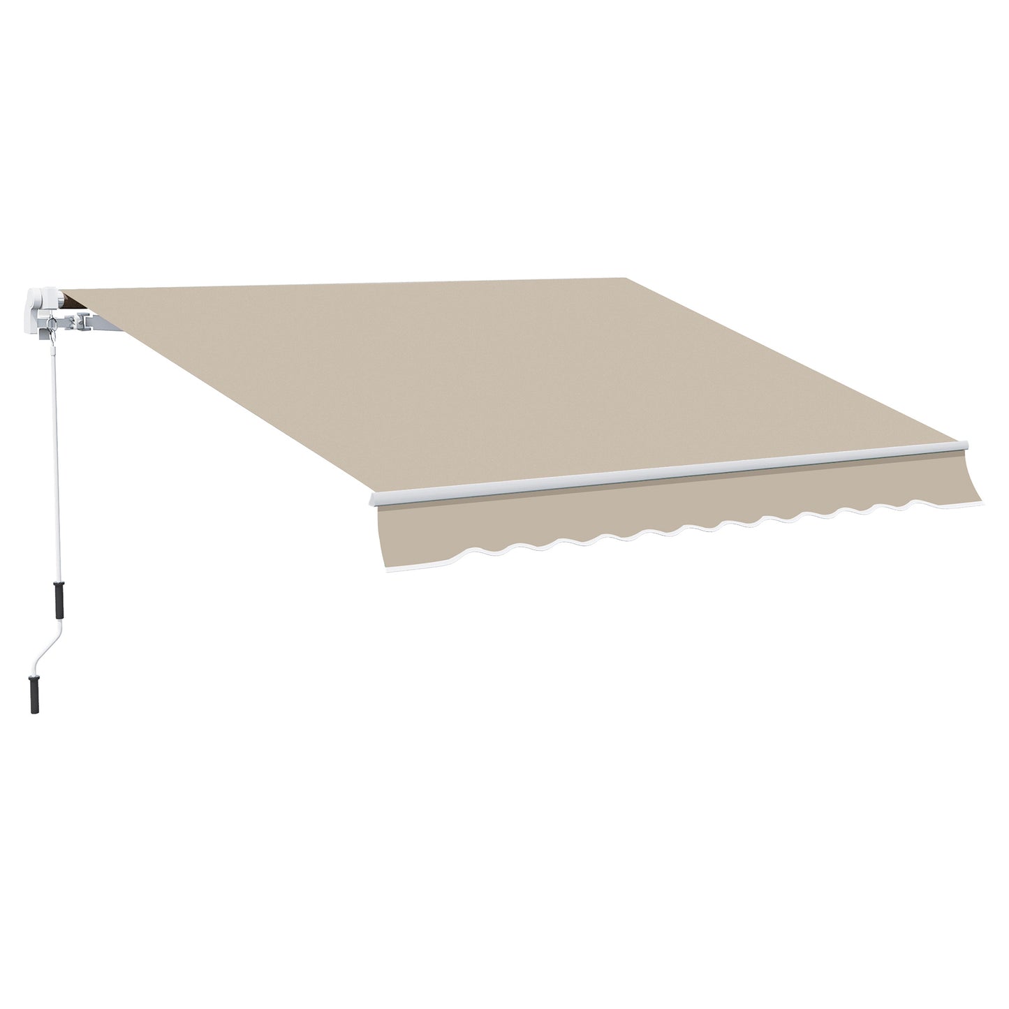 Outsunny Markise, Sonnenschutz, einfahrbar, mit Handkurbel, Metallrahmen, Polyester, Weiß+Beige, 3,95 x 2,45 m