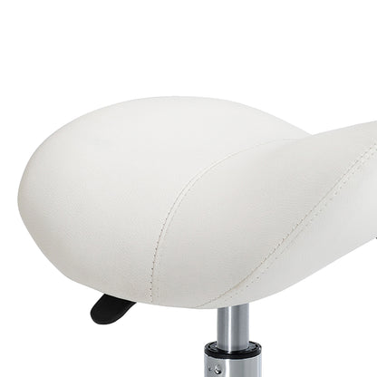 HOMCOM Rollhocker höhenverstellbar Drehhocker 49-61 cm Arbeitshocker drehbar Sattelhocker für Büro Salon Massage Spa Weiß