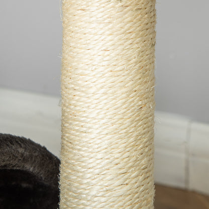 PawHut Kratzbaum 46 cm Kleiner Katzenturm mit Höhle, Spielball, Sisal-Seil, erhöhter Plattform, Katzenkratzbaum, Kletterbaum, für Katzen bis zu 4 kg, Dunkelgrau
