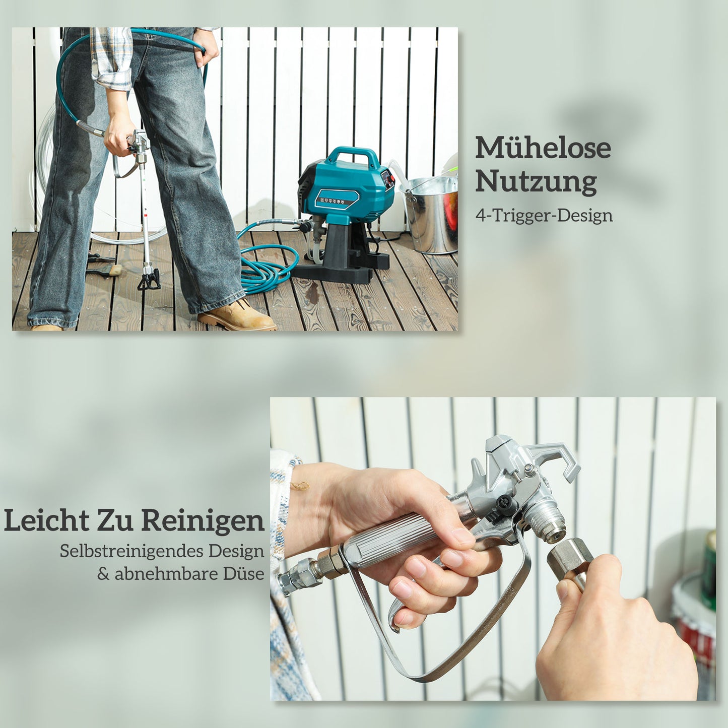 HOMCOM Farbsprühsystem, 700 W Lackierpistole Elektrisch, 200 bar Farbsprühgerät mit 1,5 L/min Durchfluss, 33 x 26 x 41 cm, Blau