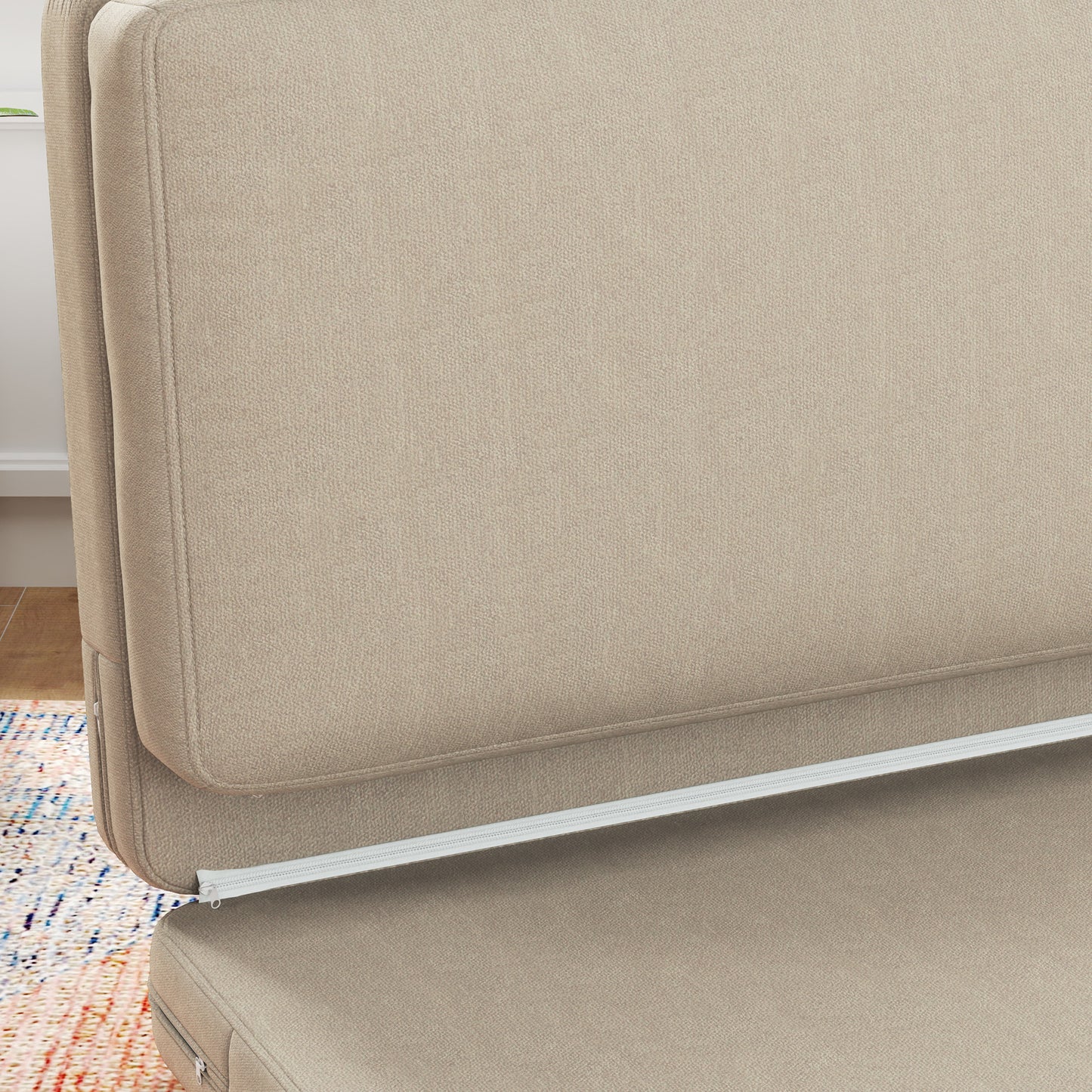 HOMCOM 2-in-1 faltbarer Relaxsessel, Gästematratze, teilbar, 120 cm breit, Beige
