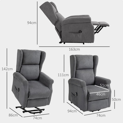 HOMCOM Relaxsessel, Aufstehhilfe, Liegefunktion, bis 200kg, 72,5x94x109cm, Dunkelgrau