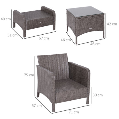 أوتسوني 5-TLG. Polyrattan Gartenmöbel Sitzgruppe Gartenset Sofagarnitur Garnitur Lounge mit Kissen Dunkelgrau 2 x Sessel 1 x Couchtisch 2 x Hocker