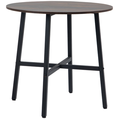 HOMCOM Esstisch Küchentisch, großer Tisch, Industriedesign, Rustikales Design, Φ80 x 76 cm, Braun