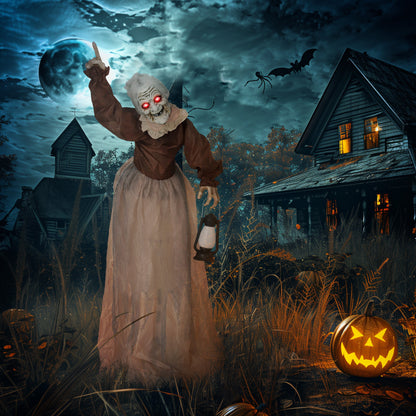 Outsunny 150 سم Halloween Dekoration Halloween Hexe mit LED-Lichter، Soundfunktion verstellbare Arme، Kopf