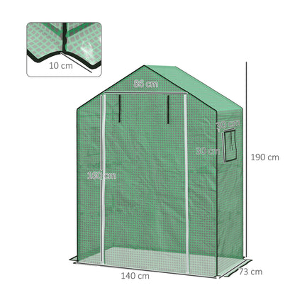 Outsunny Ersatzfolie für Gewächshaus, Ersatzabdeckung mit UV-Schutz, Rolltür, Seitenfenster, 140 x 73 x 190 cm, Grün