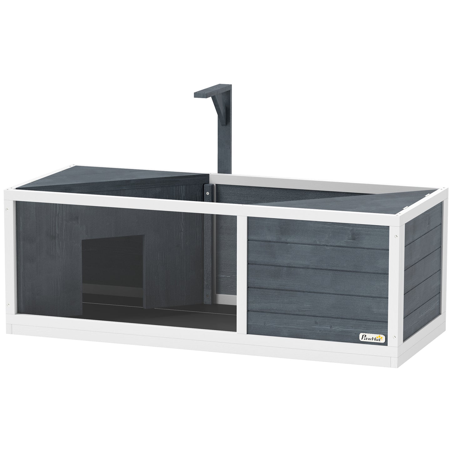 PawHut Schildkrötenhaus mit leicht zu öffnender Oberseite, Lampenvorrichtung, transparenter Front, 120 x 50 x 40 cm, Grau