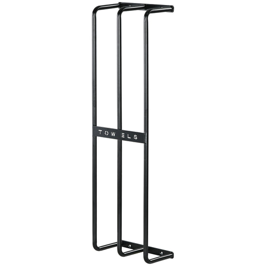HOMCOM Handtuchhalter, Wandhalterung f. 6 große Handtücher, Metall, 21x12x74cm, Schwarz