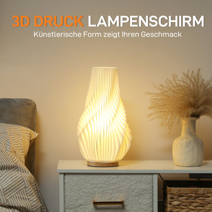 HOMCOM Smart Tischlampe mit App-Steuerung, Alexa-kompatibel, Kunststoff, Holz, Weiß