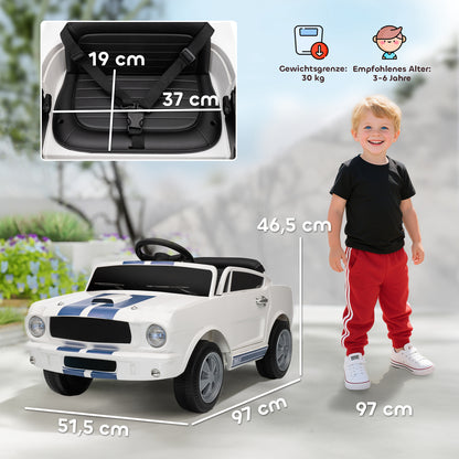 AIYAPLAY Kinder Elektroauto 12V Kinderauto mit 2,4 GHz Fernbedienung, 2 Motor Hupe, LED, Musik Weiß