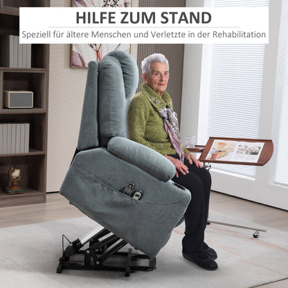 HOMCOM Massagesessel Aufstehhilfe Seniorensessel, 8 Massagepunkte, Seitentaschen, Fernbedienung, 90L x 101B x 107 cm, Grau