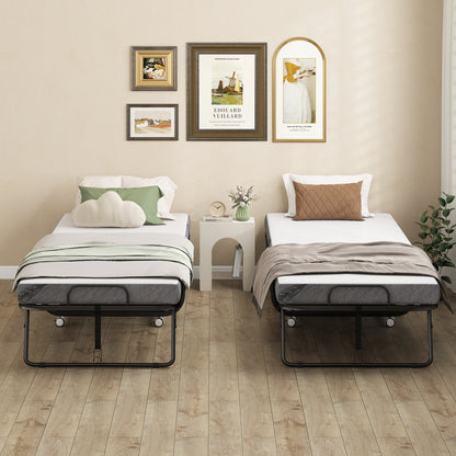 HOMCOM Klappbett 80x200 cm Erwachsene Gästebett Klappbar mit 10cm Dicker Schaumstoff Reisebett mit Stahlrahmen Feldbett mit Rollen bis 150 kg belastbar Einzelbett