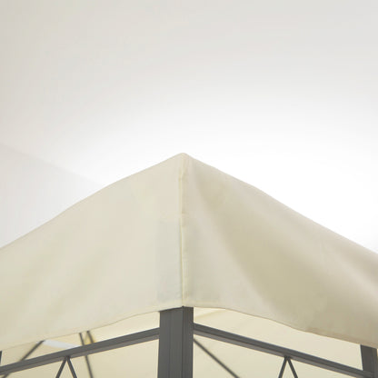 Outsunny Ersatzdach für Metallpavillon 3x4m wasserabweisend Pavillondach mit Doppeldach, Ersatzbezug für Gartenpavillon Partyzelt Gartenzelt Polyester Cremeweiß