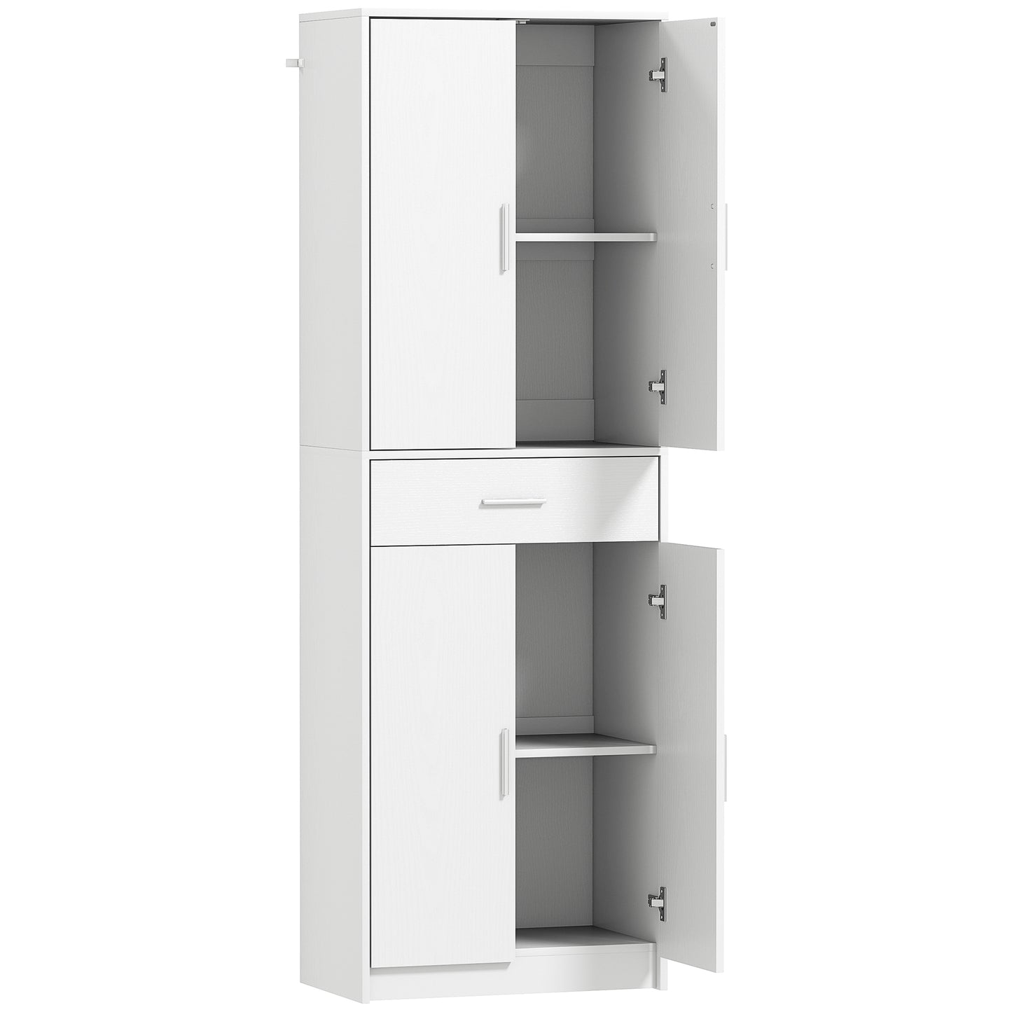 HOMCOM Küchenschrank, 3-stufig verstellbare Regale, Spanplatten, MDF, viel Stauraum, Weiß