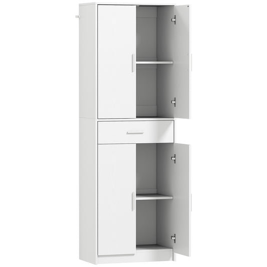 HOMCOM Küchenschrank, 3-stufig verstellbare Regale, Spanplatten, MDF, viel Stauraum, Weiß