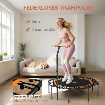 SPORTNOW Fitness-Trampolin, Trainingstrampolin mit verstellbarem Haltegriff, stabil und leise, für drinnen, Stahl, Orange