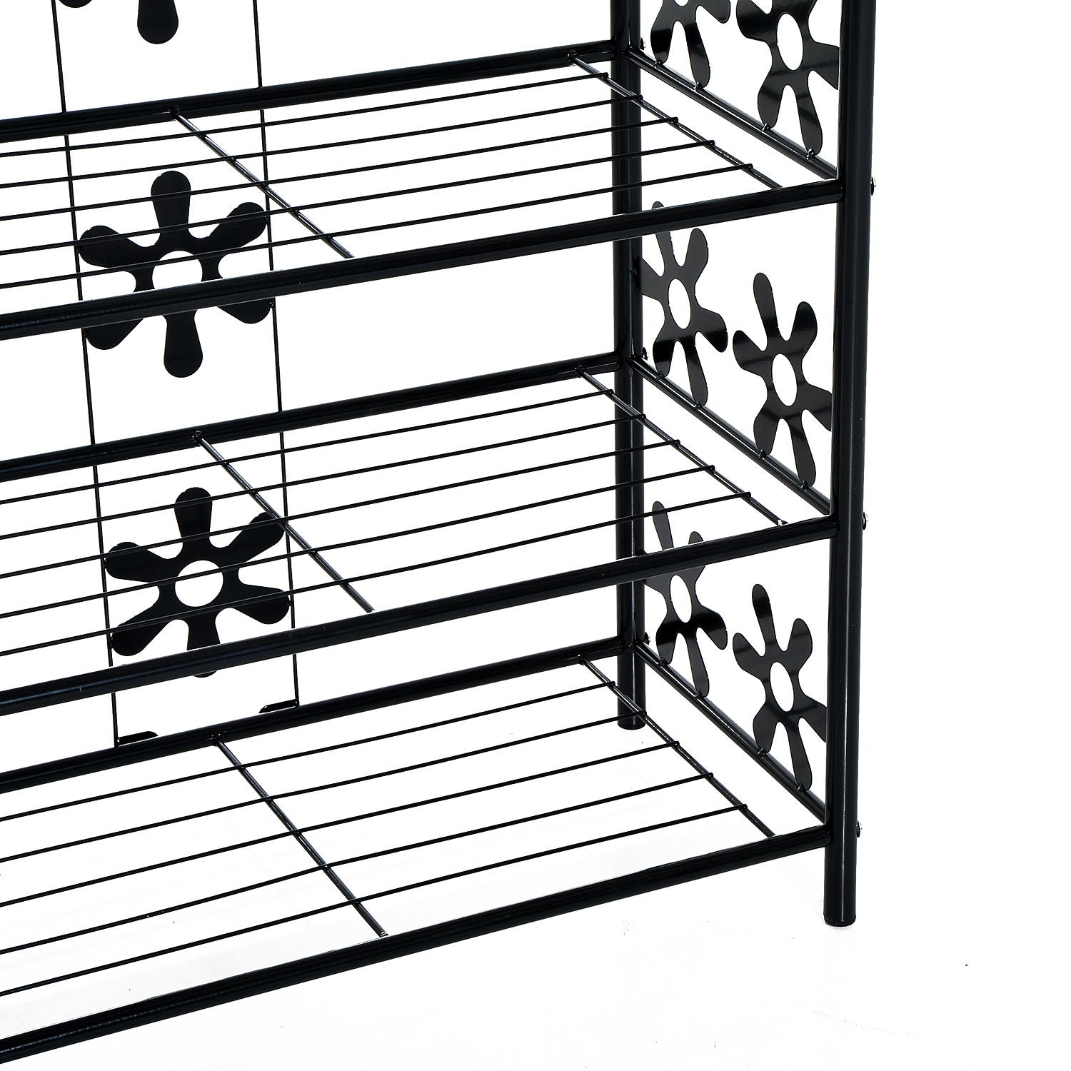 HOMCOM kleines Schuhregal Platzsparend Blumenregal Pflanzentreppe Standregal Ständer 4 Etagen Metall Schwarz 59,5 x 30 x 92 cm