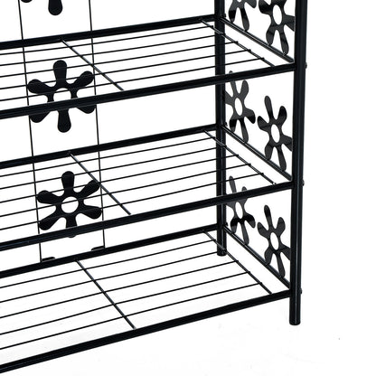 HOMCOM kleines Schuhregal Platzsparend Blumenregal Pflanzentreppe Standregal Ständer 4 Etagen Metall Schwarz 59,5 x 30 x 92 cm