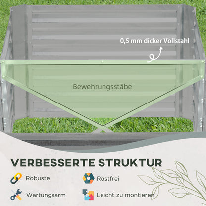 Outsunny Pflanzenkübel, Handliches Blumenbeet zum Anpflanzen, Hegen und Pflegen, Hochbeet, Stahl, Hellgrau