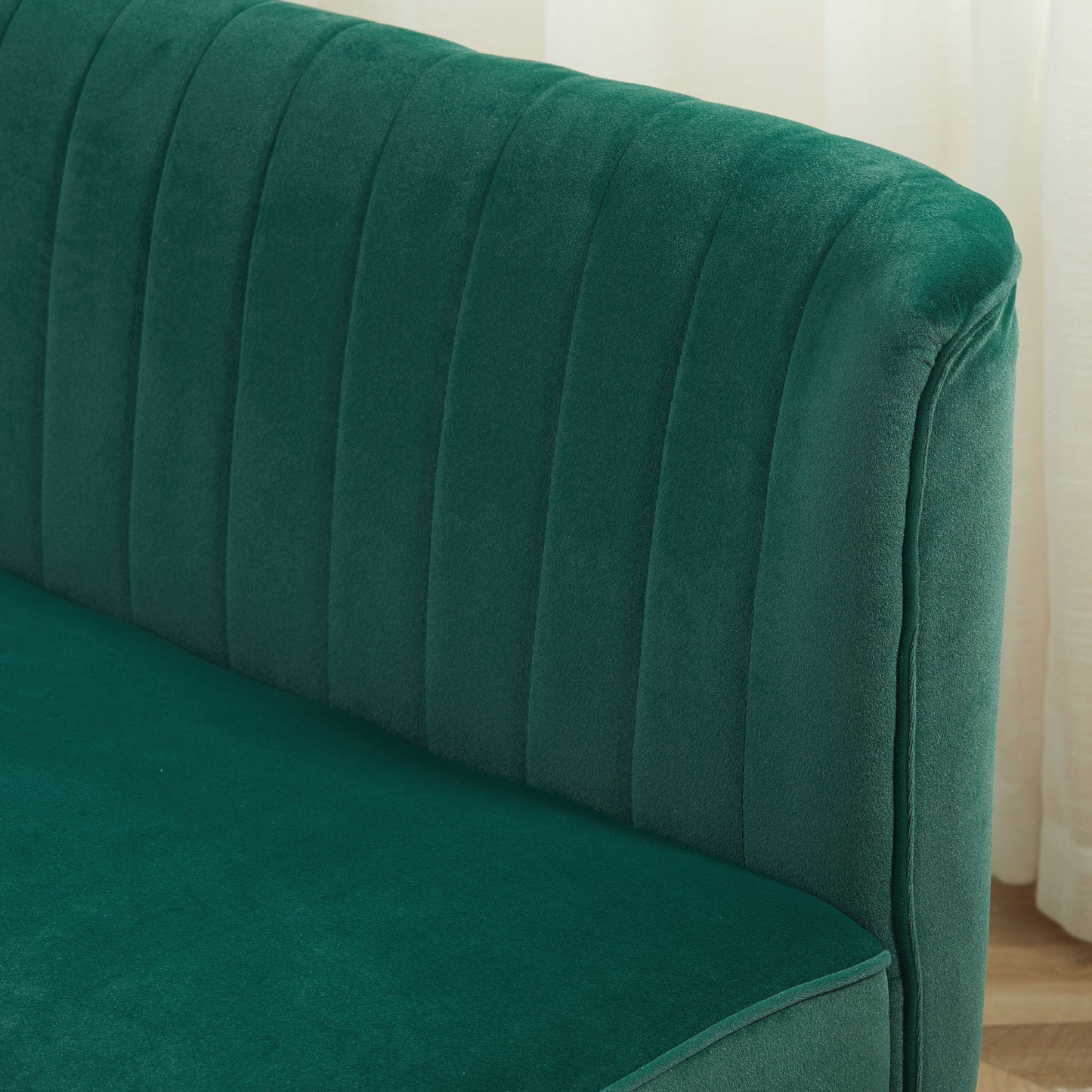 HOMCOM Sofa 2 Sitzer Couch, Kleine Loveseat mit Samt-Optik Modern Polstersofa für Wohnzimmer, Schlafzimmer, kleinen Raum, Dunkelgrün 117 x 56,5 x 77 cm