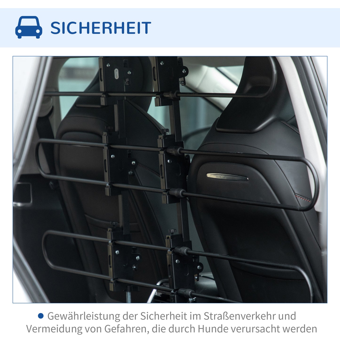 PawHut Hundegitter für den Kofferraum, einfache Montage, robust und formbeständig, Stahl, 150 x 9 x 124 cm