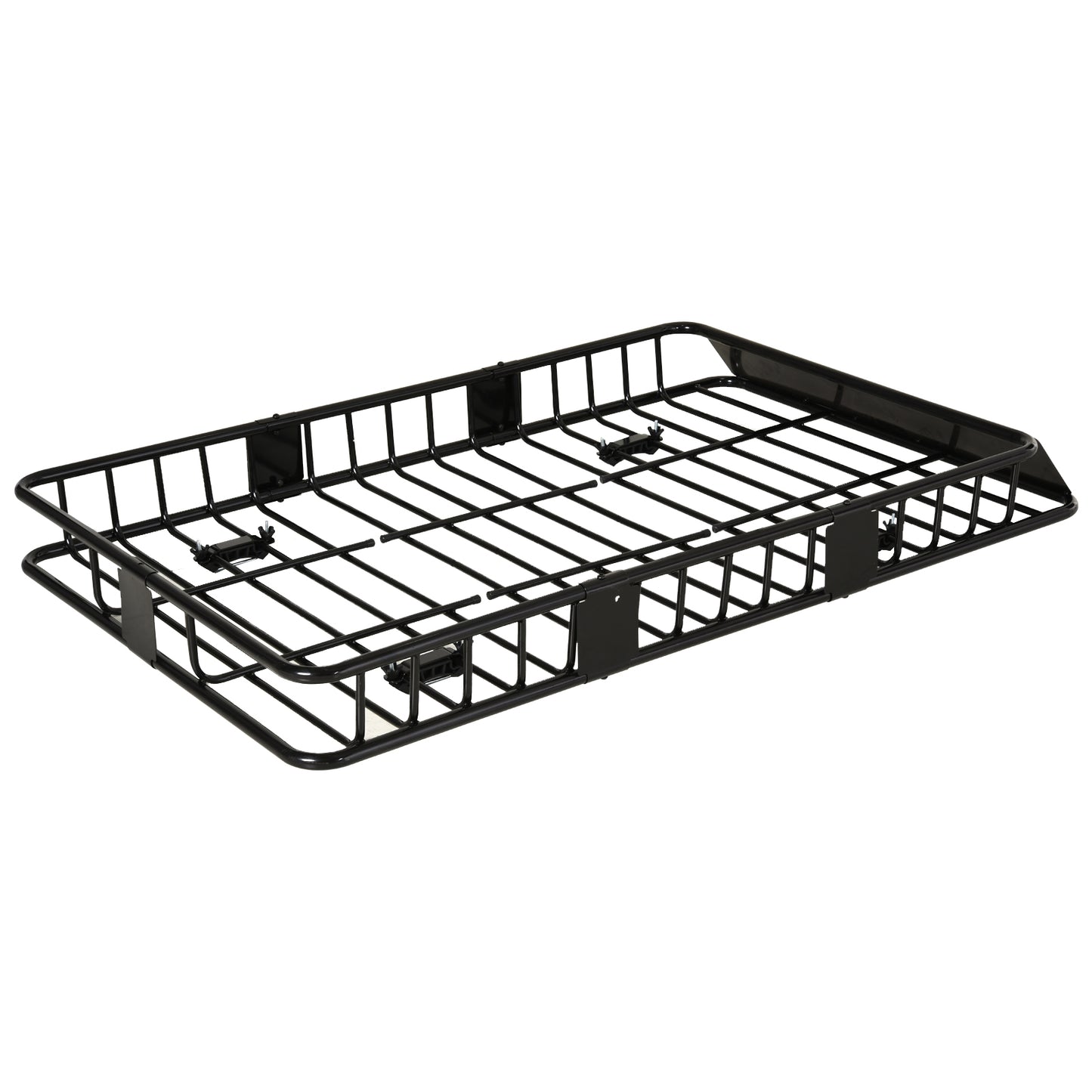 HOMCOM Dachgepäckträger Auto Dachkorb aus Metall 162x99x16cm Universal Gepäckträger Dachträger Tragfähigkeit von 100 kg Gepäckkorb für Camping, Grillen, Autoreisen Schwarz