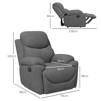HOMCOM Relaxsessel Liegesessel Fernsehsessel، Liegefunktion Leinenoptik، 93 سم × 88 سم × 102 سم، غراو