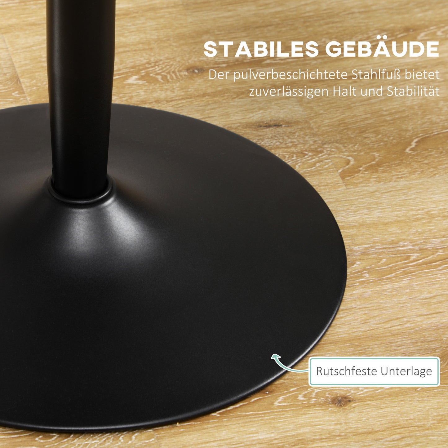 HOMCOM Esstisch für 2 Personen, runde Tischplatte, Stahlfuß, schwarz, 70 x 70 x 75 cm
