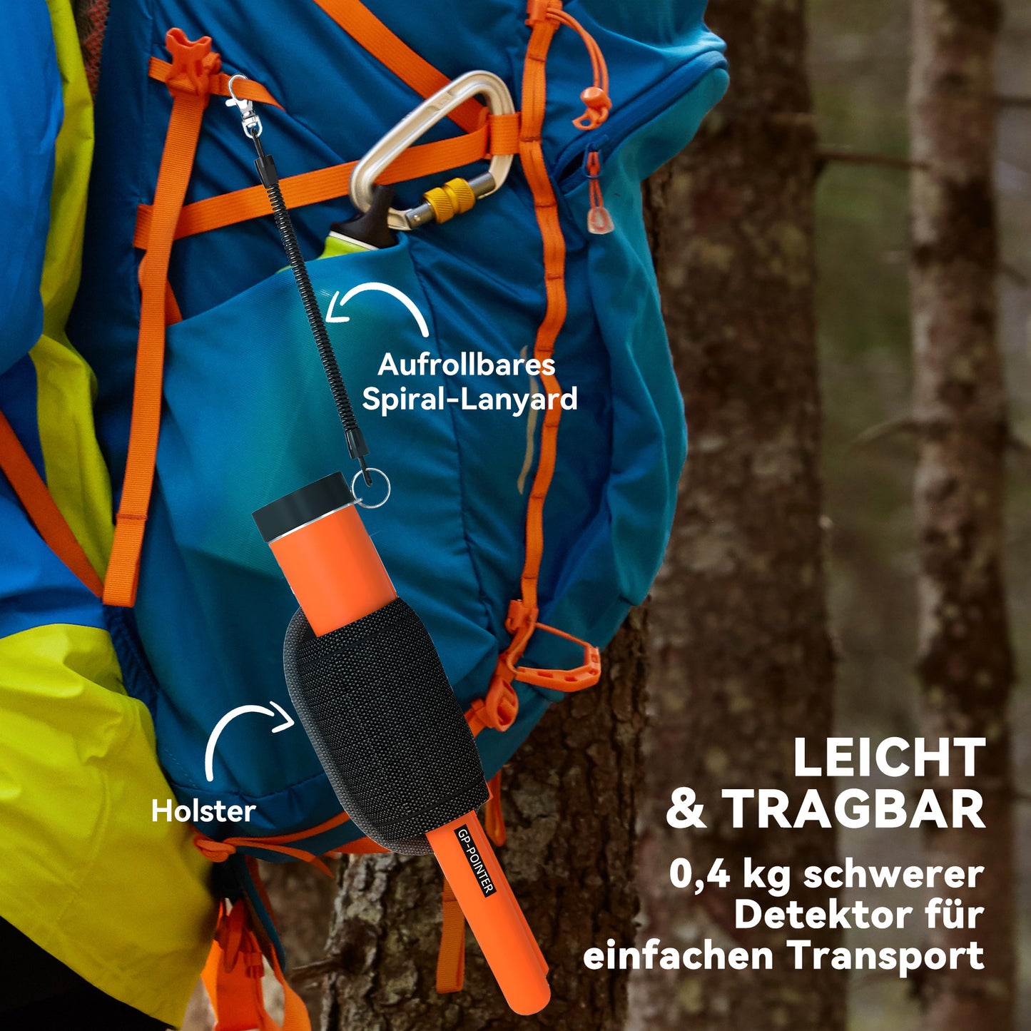 Outsunny Metalldetektor für Erwachsene, Tragbar Ortungsgerät mit LED Indicator, Wasserdicht Schnurlos Metallsuchgerät Orange