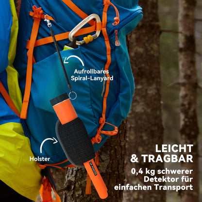 Outsunny Metalldetektor für Erwachsene, Tragbar Ortungsgerät mit LED Indicator, Wasserdicht Schnurlos Metallsuchgerät Orange