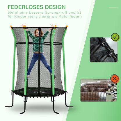 HOMCOM Trampolin für Kinder, Ø163,5 cm, mit Sicherheitsnetz, gepolstert, Stahl, belastbar bis 50 kg